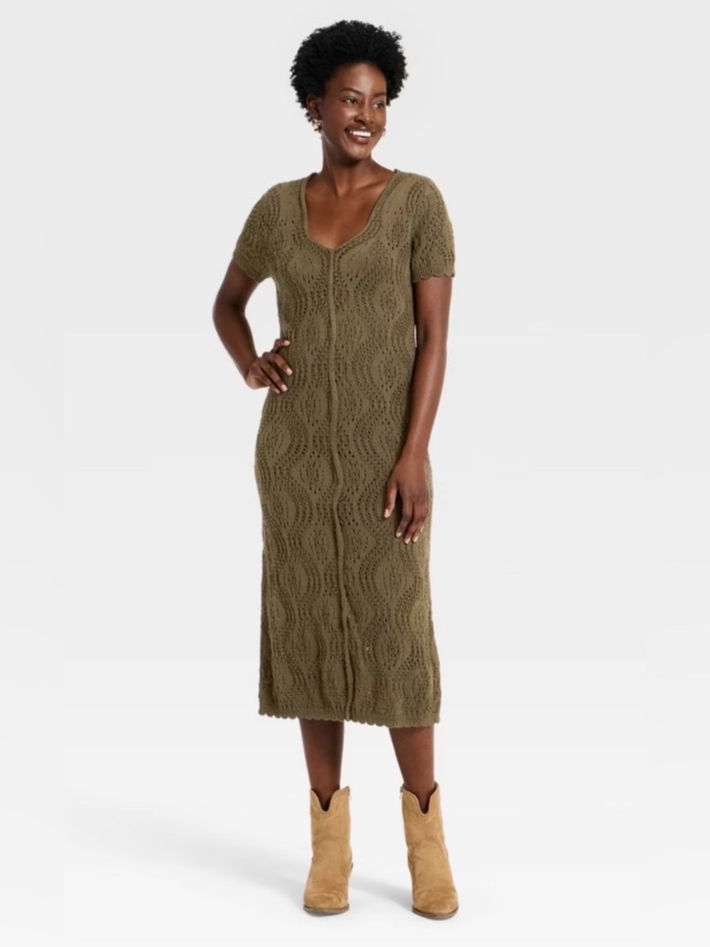 Universal Thread Short Sleeve Knit Midi Dress Green NWT Various Sizes